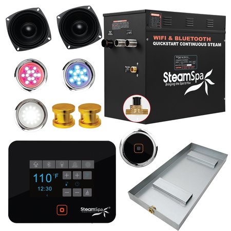STEAMSPA Black Series Bluetooth 10.5kW QuickStart Steam Bath Generator in Gold BKT1050GD-A